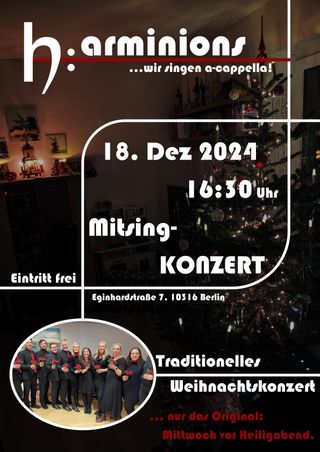 Weihnachtssingen Weihnachtskonzert Harminions Eginhardstraße
